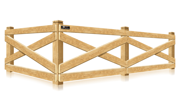 Crossbuck decorative farm fence in the Denver Metro Front Range area.