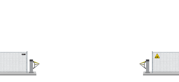 Automated Barrier swing gate  in open position