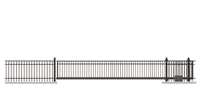 Automated Metal V-Track gate in closed position