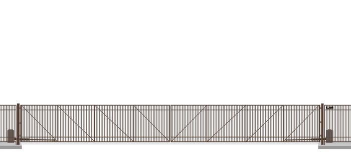 Automated Metal swing gate in closed position