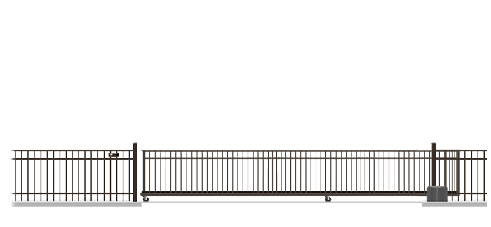 Automated Metal V-Track gate  in closed position