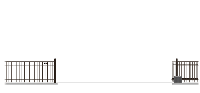 Automated Metal V-Track gate  in open position