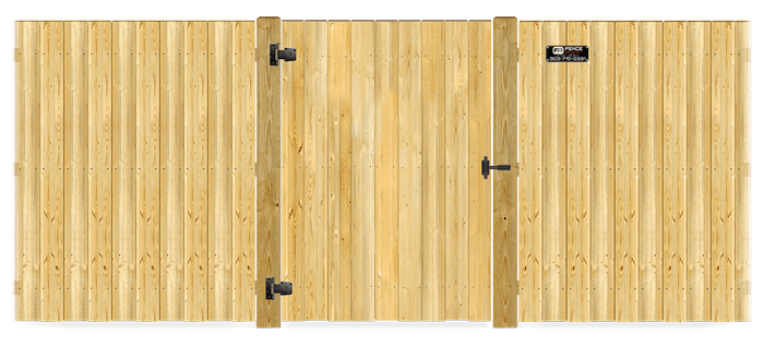 Wood gate in closed position