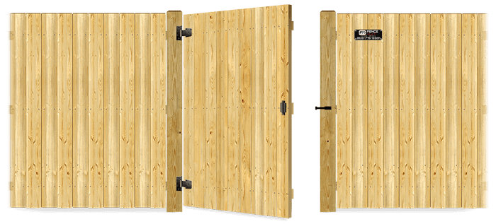 Wood gate in open position