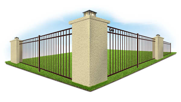 Fence with beige stucco columns in Denver Metro Front Range area