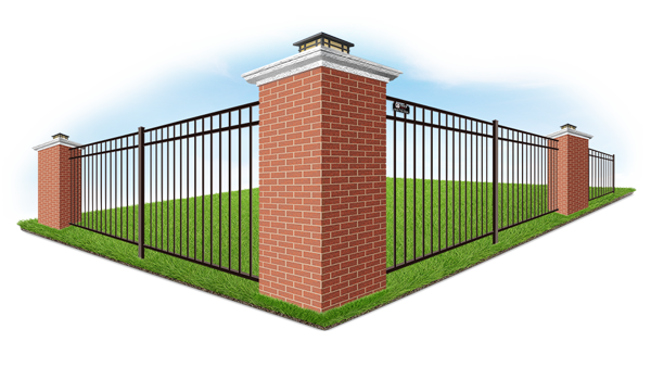 Fence with brick columns in Denver Metro Front Range area