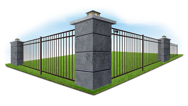 Fence with dark gray stucco columns in Denver Metro Front Range area