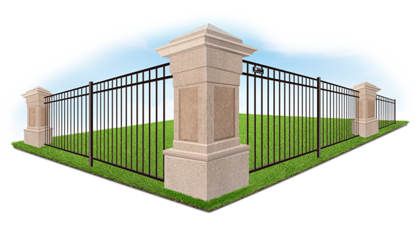 Fence with decorative stucco columns in Denver Metro Front Range area