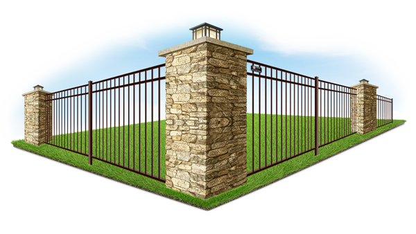 Fence with sandstone columns in Denver Metro Front Range area