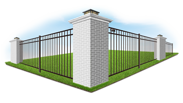 Fence with white brick columns in Denver Metro Front Range area
