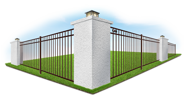 Fence with white stucco columns in Denver Metro Front Range area